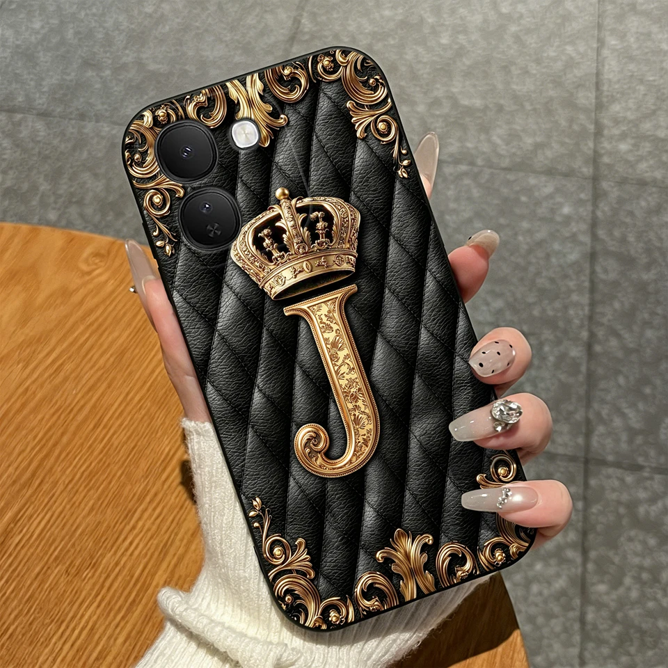 Luxury Crown Letters Pattern High-Quality Matte Silicone Shockproof Phone Case