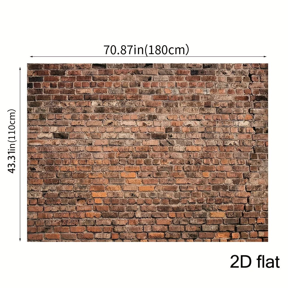2D flach 1 Stück realistischer Textur-Ziegelwandhintergrund – Polyesterstoff-Ziegelhintergrund, Zuhause, Fotokabine, Partydekoration – Detail 10