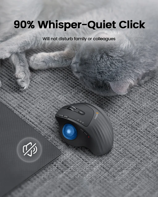 Mouse Trackball Bluetooth ProtoArc EM01 - Senza Fili, Ergonomico, Regolabile Per PC/Mac