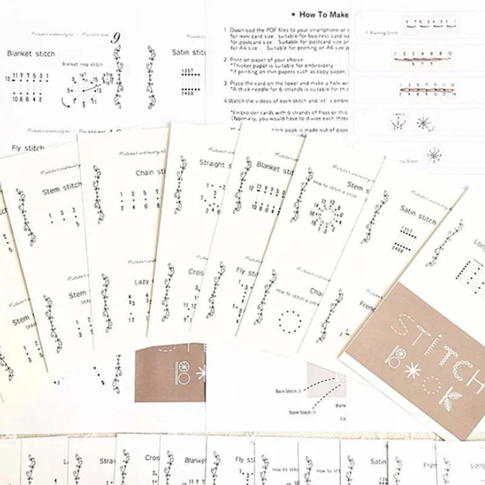Mini Sewing Card Set Improve Knitting Skill Improving Sewing Techniques Embroidery Stitch Books Women Female