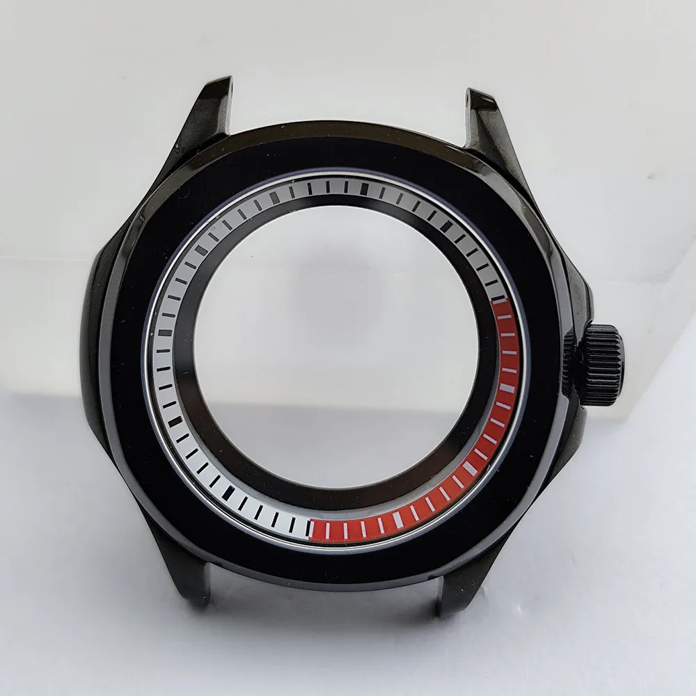 Black Steel Watch Case with Sapphire Glass and Chapter Ring, 39.5mm