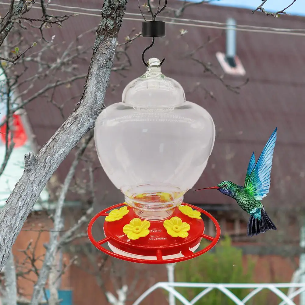 Kolibri-Futterspender Orange – Mundgeblasenes Glas Mit Sitzstange, Ameisenfest