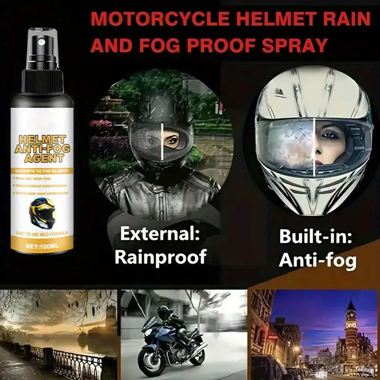 Helmet anti-fog spray specifications and size