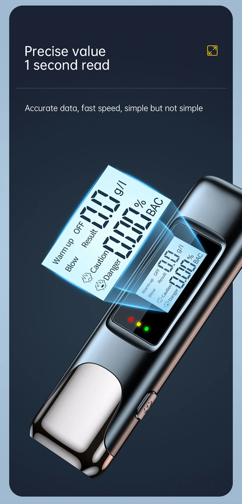 Xiaomi C10 High Precision Alcohol Tester Breathalyzer For Drunk Driving Detectio