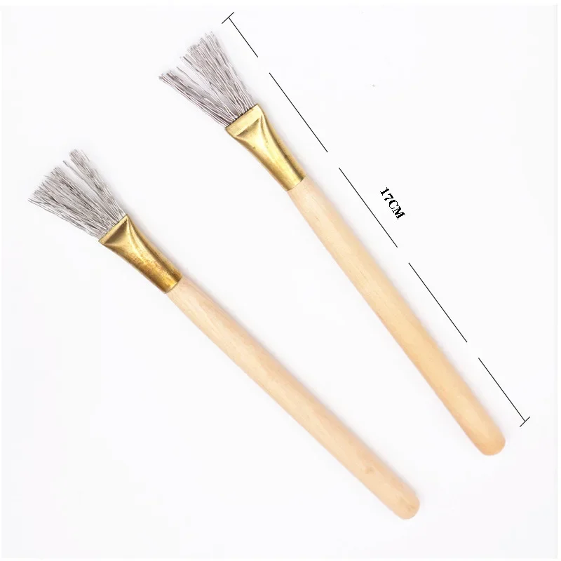 Wooden Handle Thick/Thin Iron Wire Brush Clay Tool for Making Clay Hair Model Hair Indentation Pen Art Supplies 2Pcs