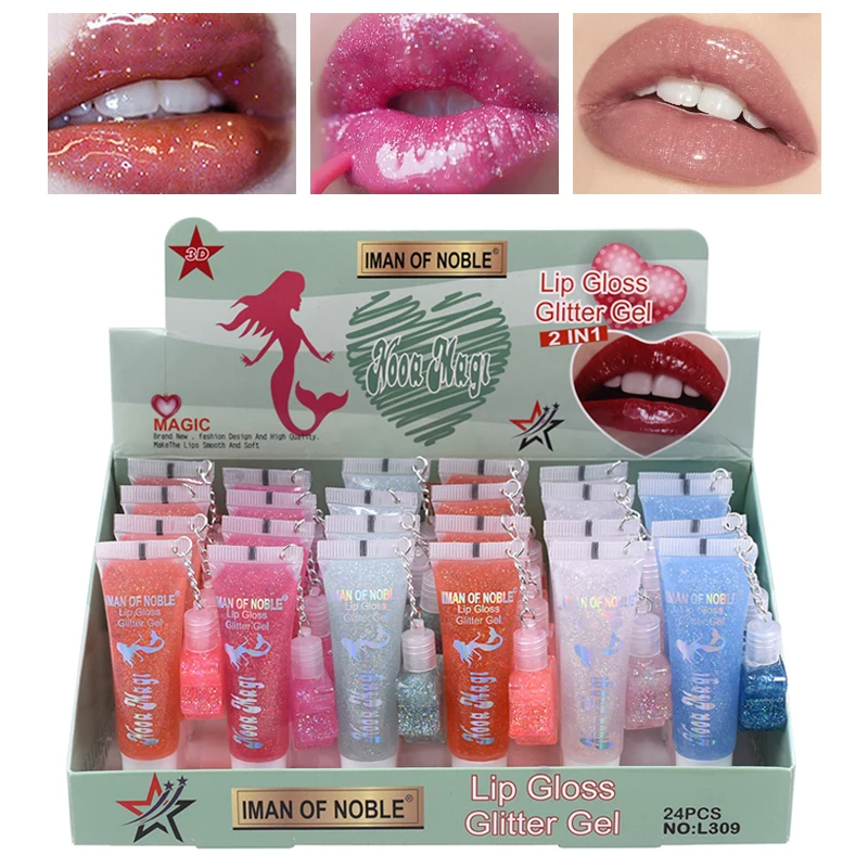 

24pcs/Set Wholesale Bulk Sequins Transparent Discolored Lip Glaze Lipstick Gloss Lip Oil Moisturizing Plumping Shinny Makeup