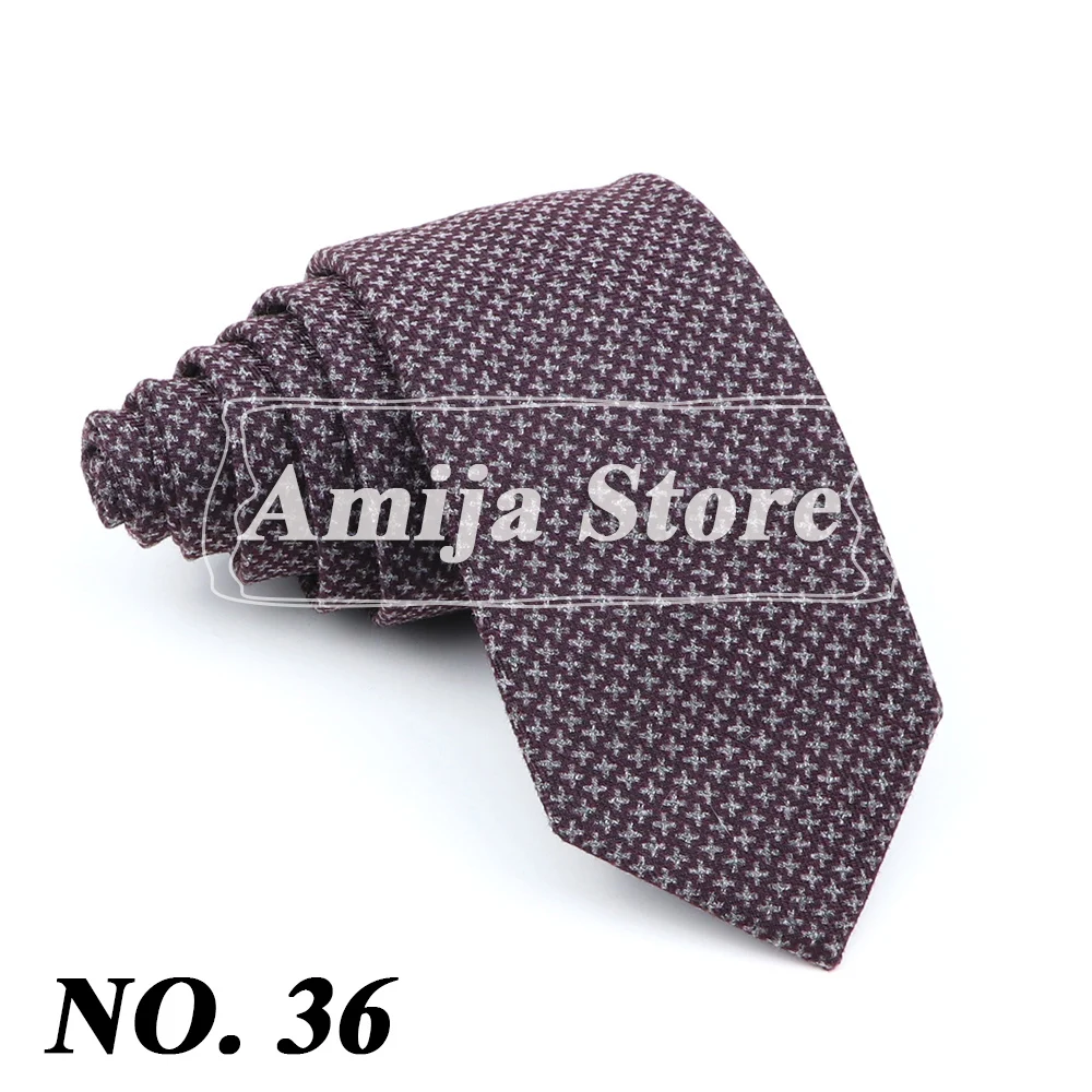 Super Weiche Wolle Baumwolle Krawatte Plaid Diamant Gestreiften Männer 6cm Dünne Krawatte Rot Blau Dunkle Farbe Smoking Anzug Männlichen geschenk Hemd Zubehör – Detail 39