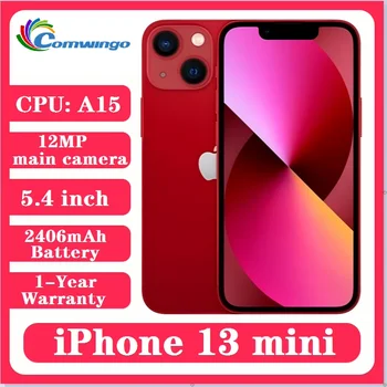Original Apple Used iPhone 13mini Unlocked 128GB/256GB A15 Chip IOS 15 5G Face ID 5.4' OLED Screen 12MP Dual Camera Cellphone