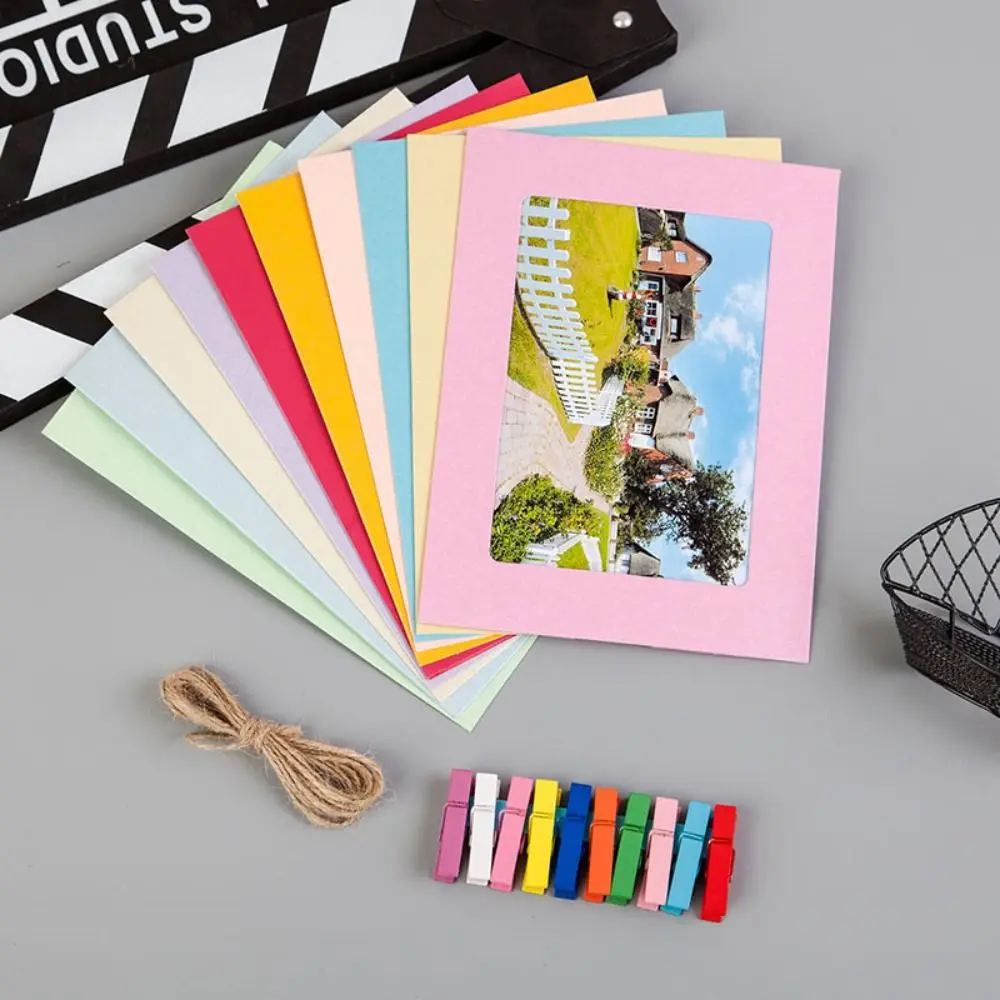 Paper Picture Photo Frames 10Pcs/set Practical DIY Kraft Photos Album Combination Durable Clips Home Decoration