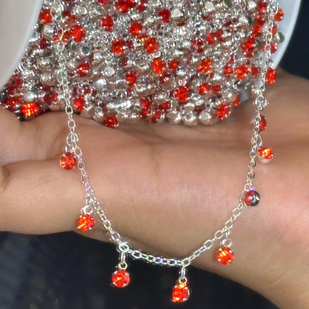 2Meter Multi-color Strass Antike Stil Kristall Charm Anhänger Kupfer Kette Für Armband Halskette Schmuck Machen Zubehör – Detail 1