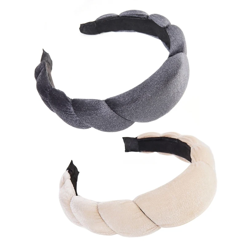 Braid Headband Velvet Headband Sponge Padded Headband Hair Hoop Spa Headband Wash Face Skincare Headband Yoga Sweatband массажер грибок face yoga