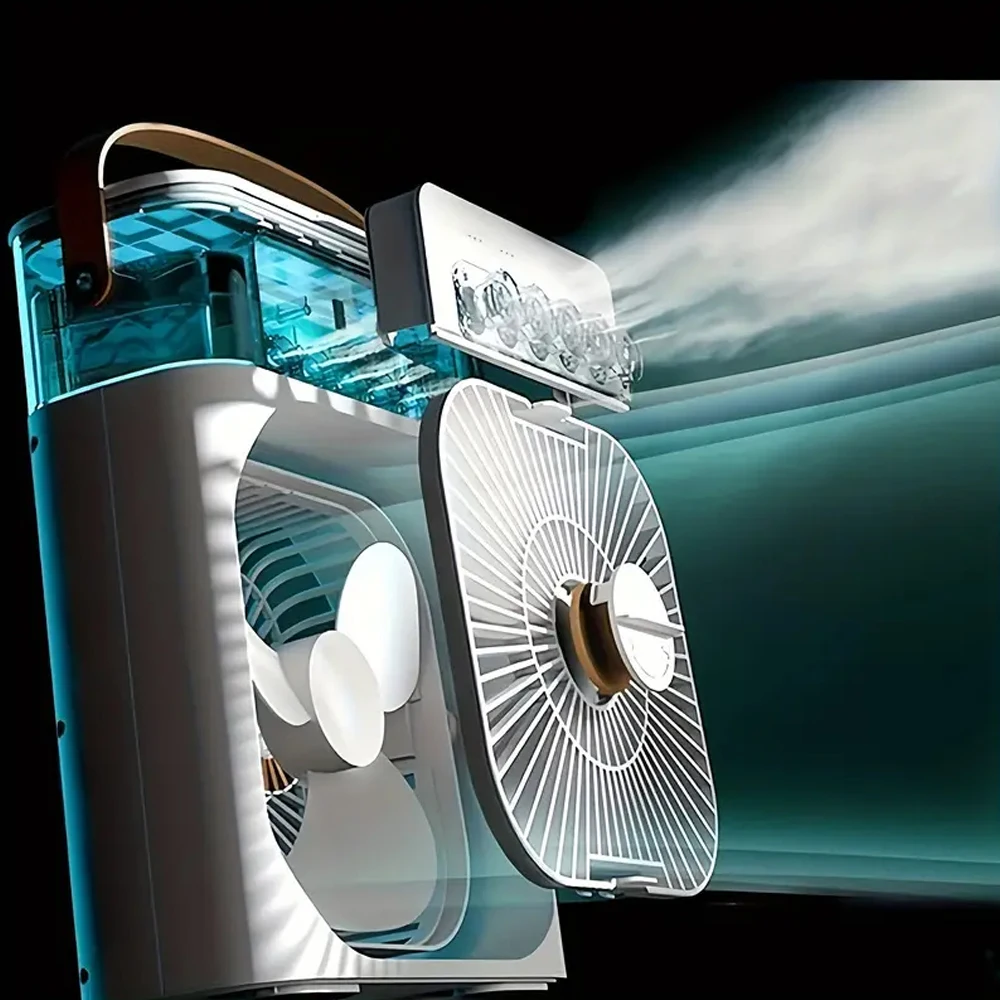 2 Color Portable air conditioning fan with 7 coloured LEDs 1/2/3 H timer 3 air speeds 3 spray modes Mini evaporative air cooler