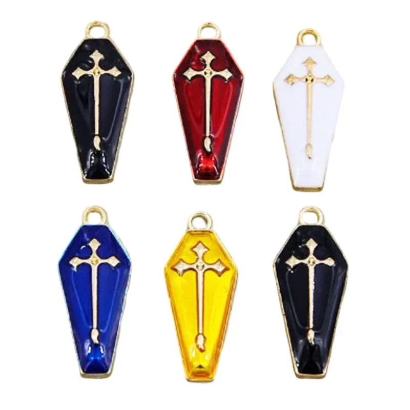 

WZNB 20Pcs Enamel Cross Charms Halloween Vampire Coffin Alloy Pendant for Jewelry Making Diy Earring Necklace Accessories