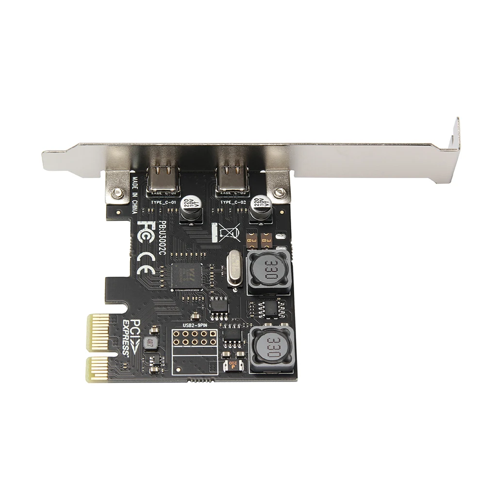 PCIE USB Add On Card PCI Express X1 to USB 3.0 5Gbps 2Port Type C