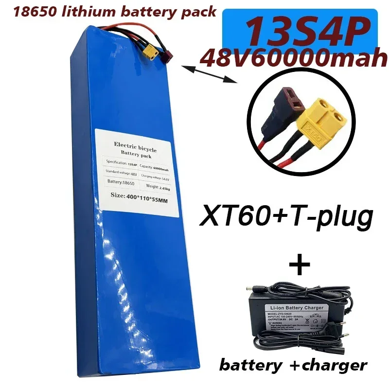 

100% Original 13S4P 48V Lithium Ion Battery Pack Suitable for 60000mAh 54.6V BMS Electric Bicycles and Scooters