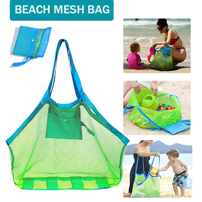 1pc Multicolor Large Mesh Beach Bag, Sand-Away Portable Tote With Convenient Hanging Hole, Breathable Foldable Storage For Toys BEST SELLERS