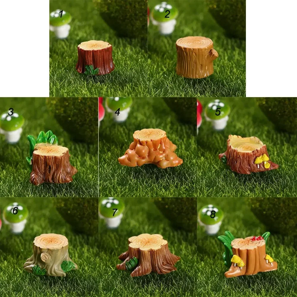 Mini Tree Stump Miniature Figurine House Resin Statue Micro Landscape Fairy Garden Craft Dollhouse Ornament Home Decoration