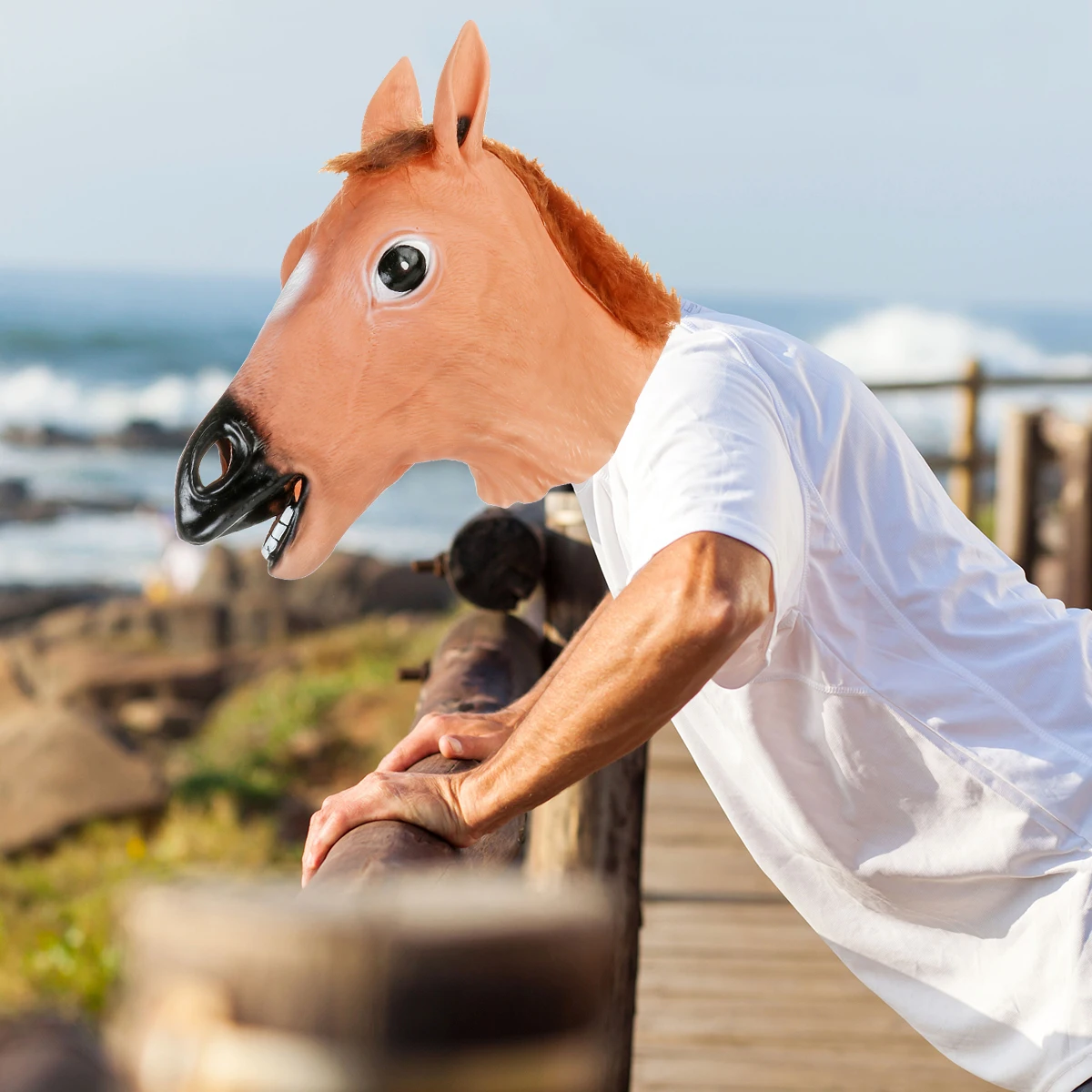 New Creative And Quirky Halloween Role-Playing Horse Head Mask Animal Head Accessories Party Performance Props