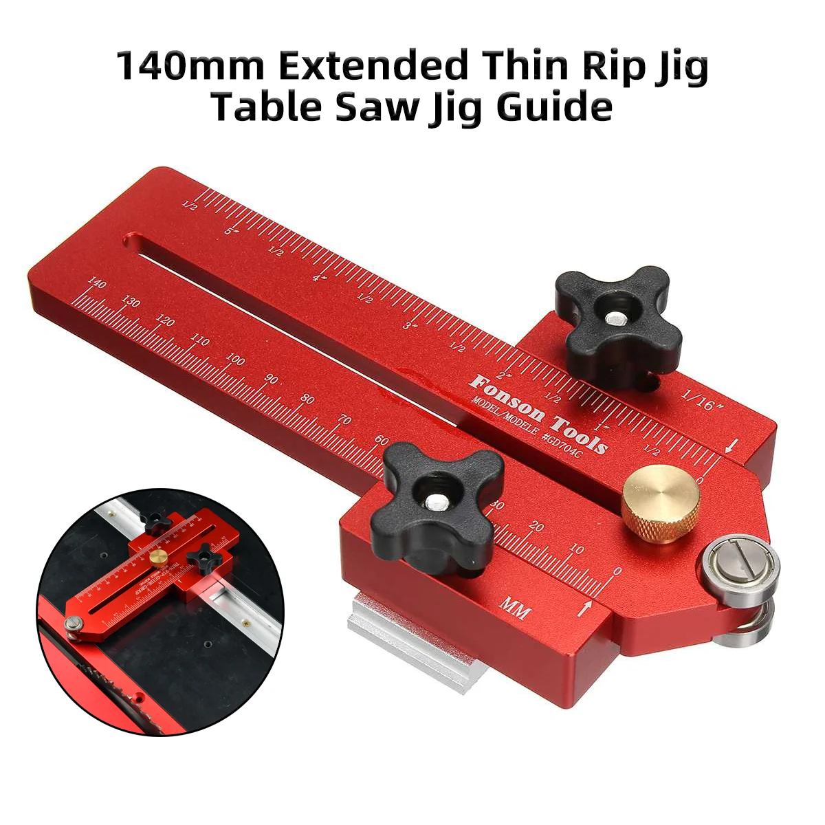 Woodworking140mmExtendedThinRipJigTableSawJigGuideforRepeat