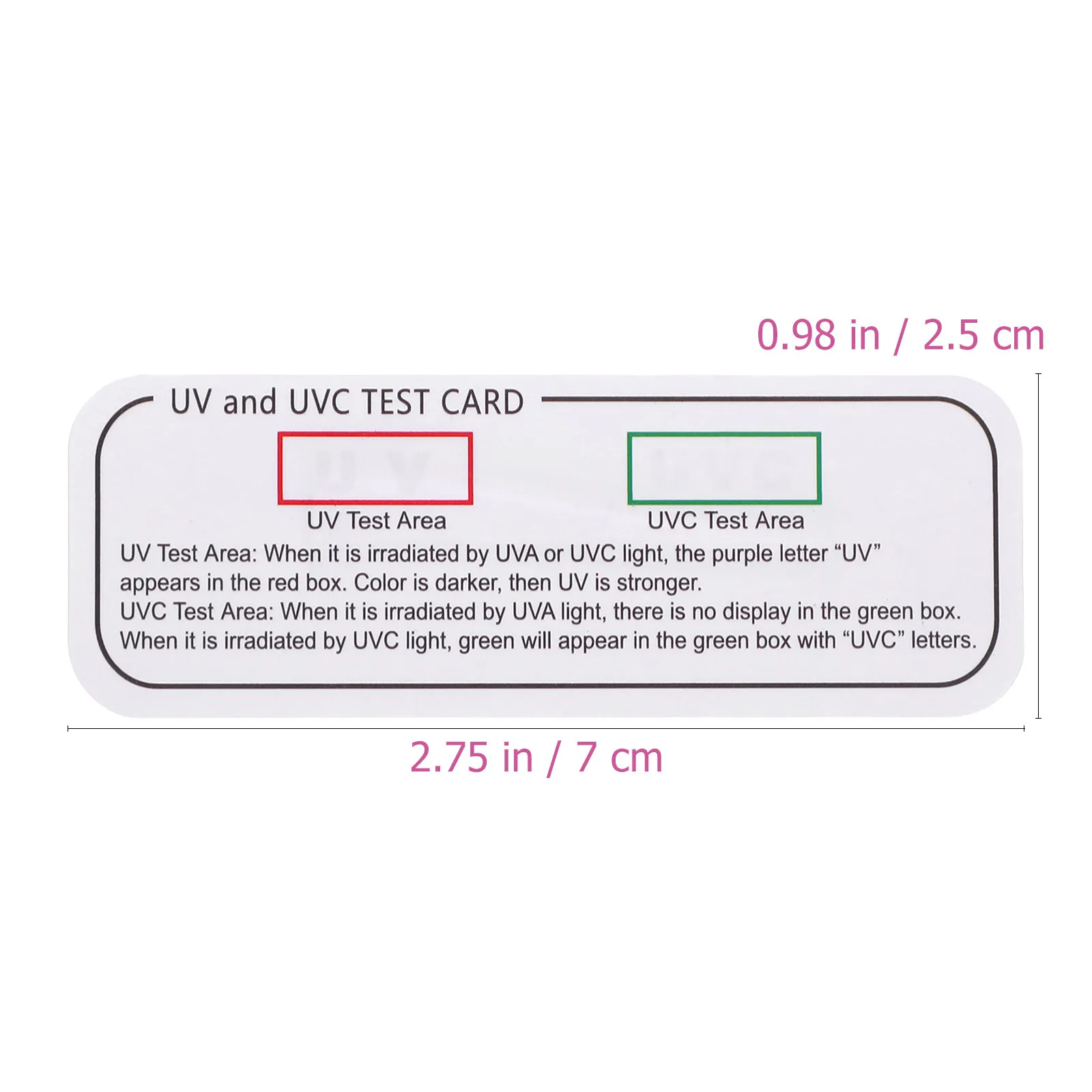 5Pcs Uv 테스트 카드 전문 휴대용 Uvc-Uva 라이트 테스트 스트립 소독 캐비닛 교정 검증용