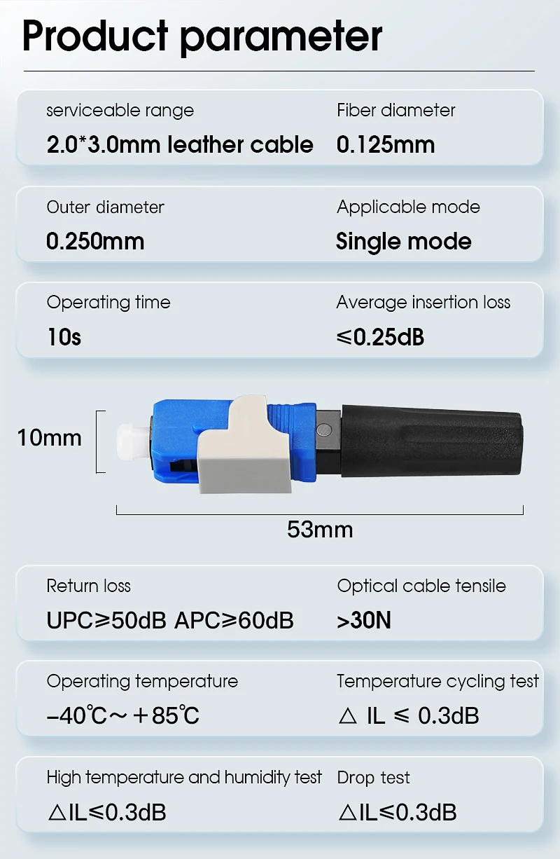 FTTH SC APC FTTH fiber optic quick connector SC/ APC FTTH Fiber Optic Fast Conne