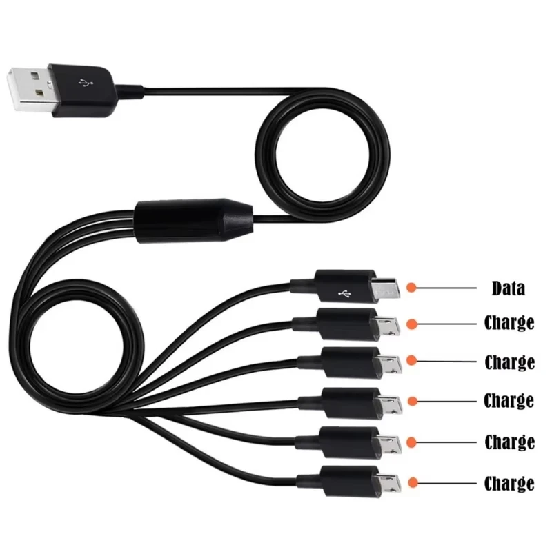 6-in-1 Multi-Device Charging Cable with Micro USB and Type C Connectors