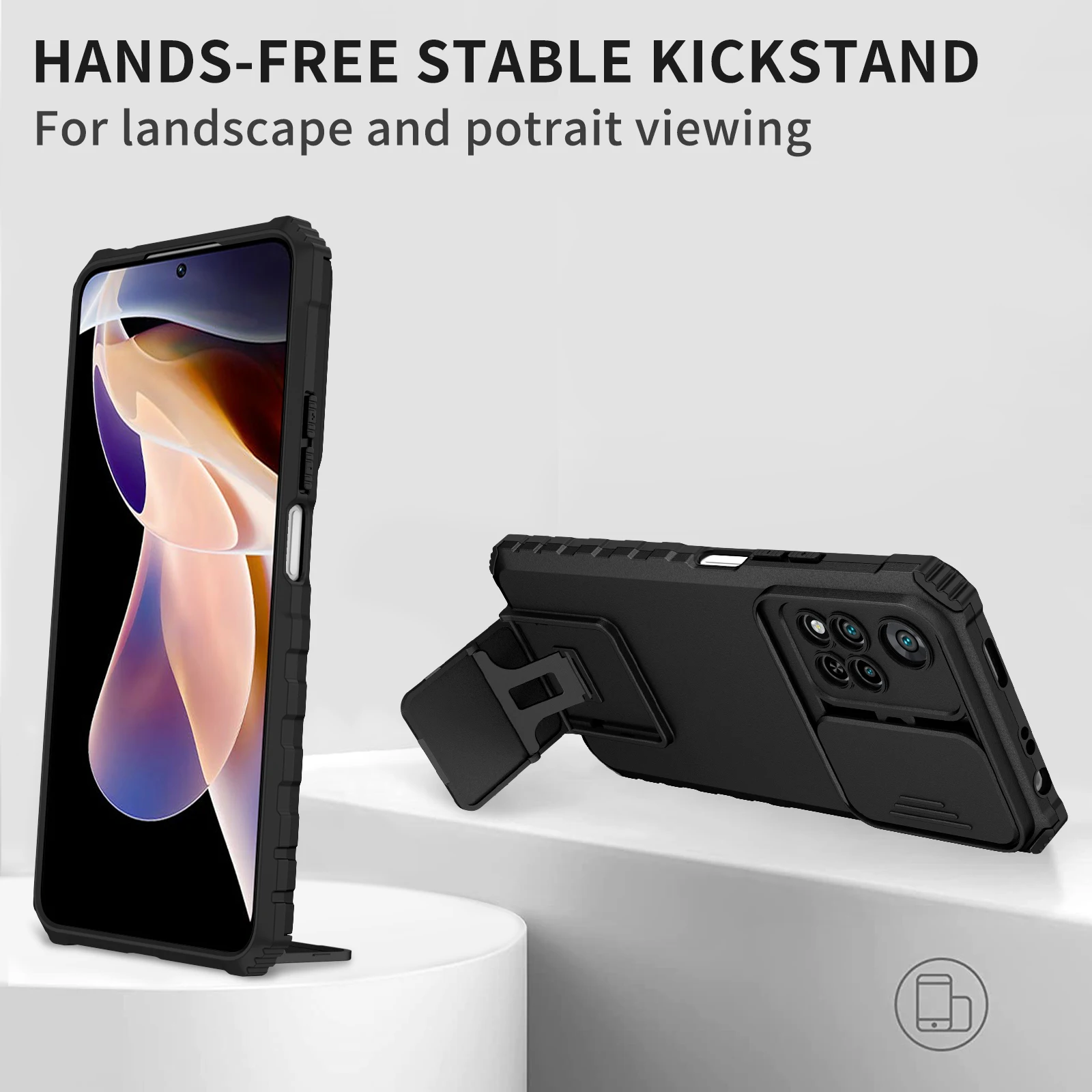 Enhanced Shockproof Case with Slide Camera Lens Protection & Stand Function