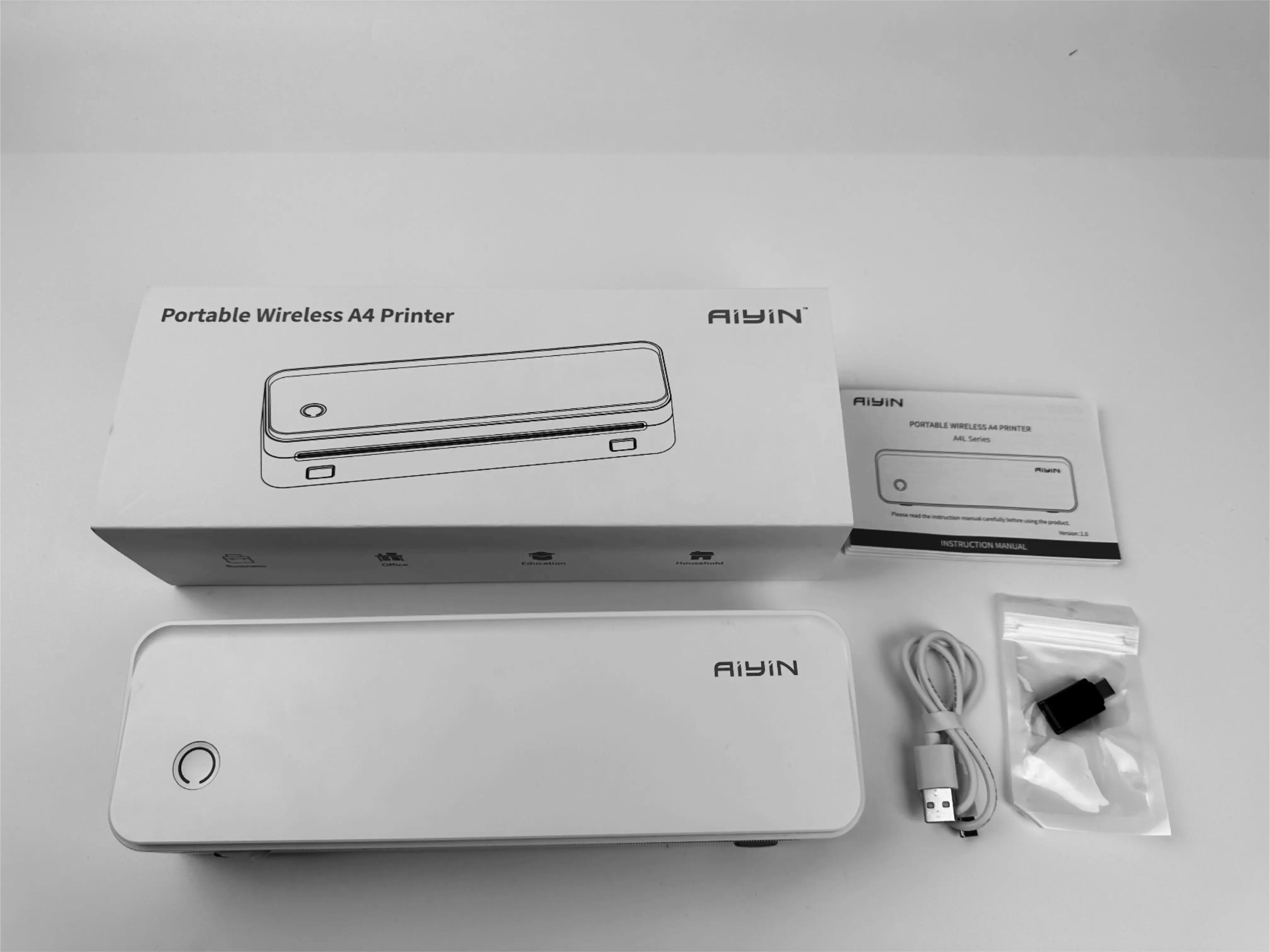 8인치 216mm 휴대폰 연결 무잉크 휴대용 A4 미니 무선 모바일 미니 감열 블루투스 프린터