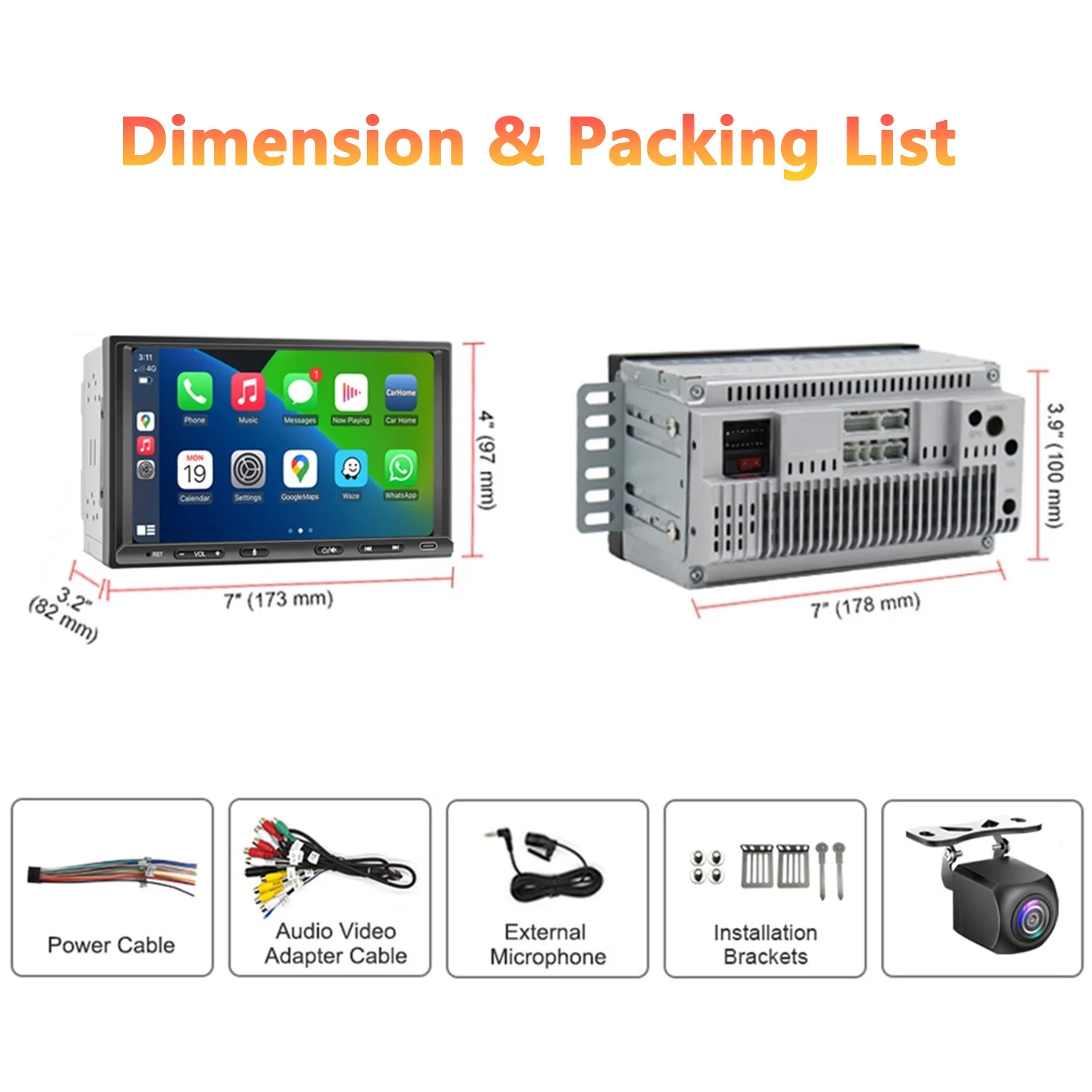 7 Inch Android Auto Car Radio 8 Core 4G 64G Car Stereo Double Din Multimedia Wireless Carplay Radio 2 Din Audio Navigator