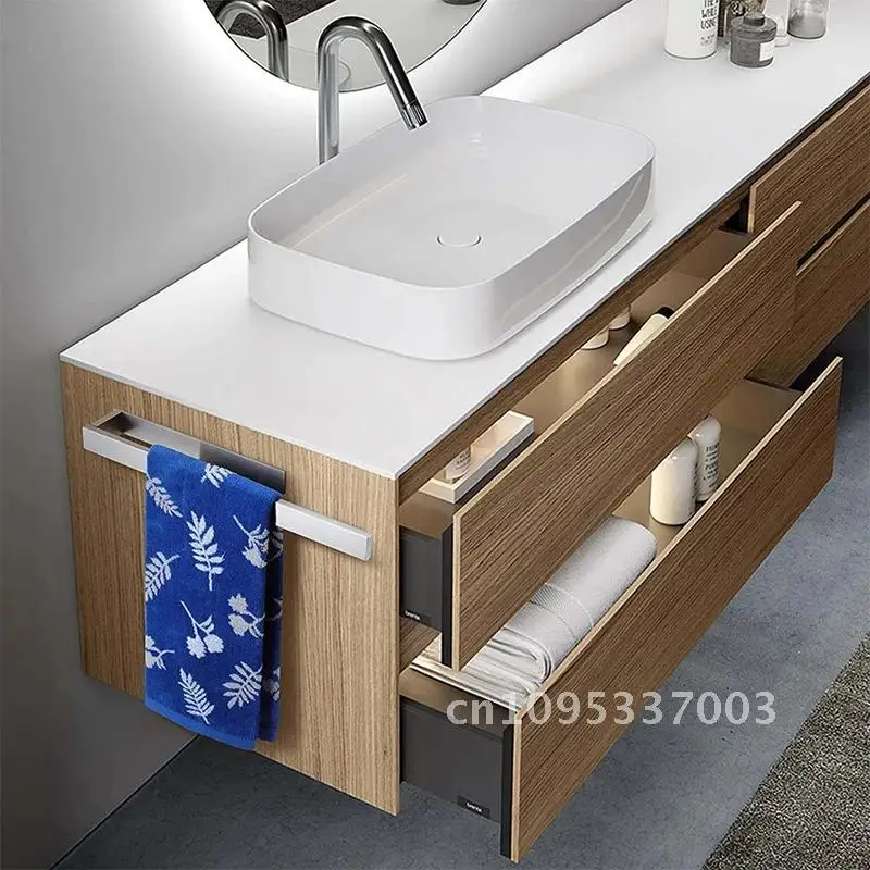 Promotion! Stainless Steel Towel Rack-Self Adhesive No Towel Punch Rack Bathroom Black 39Cm Toilet