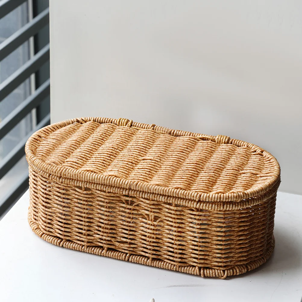 

Woven Storage Basket Rattan Box Sundries Organizer Countertop Desktop Sundry Rustic Bin