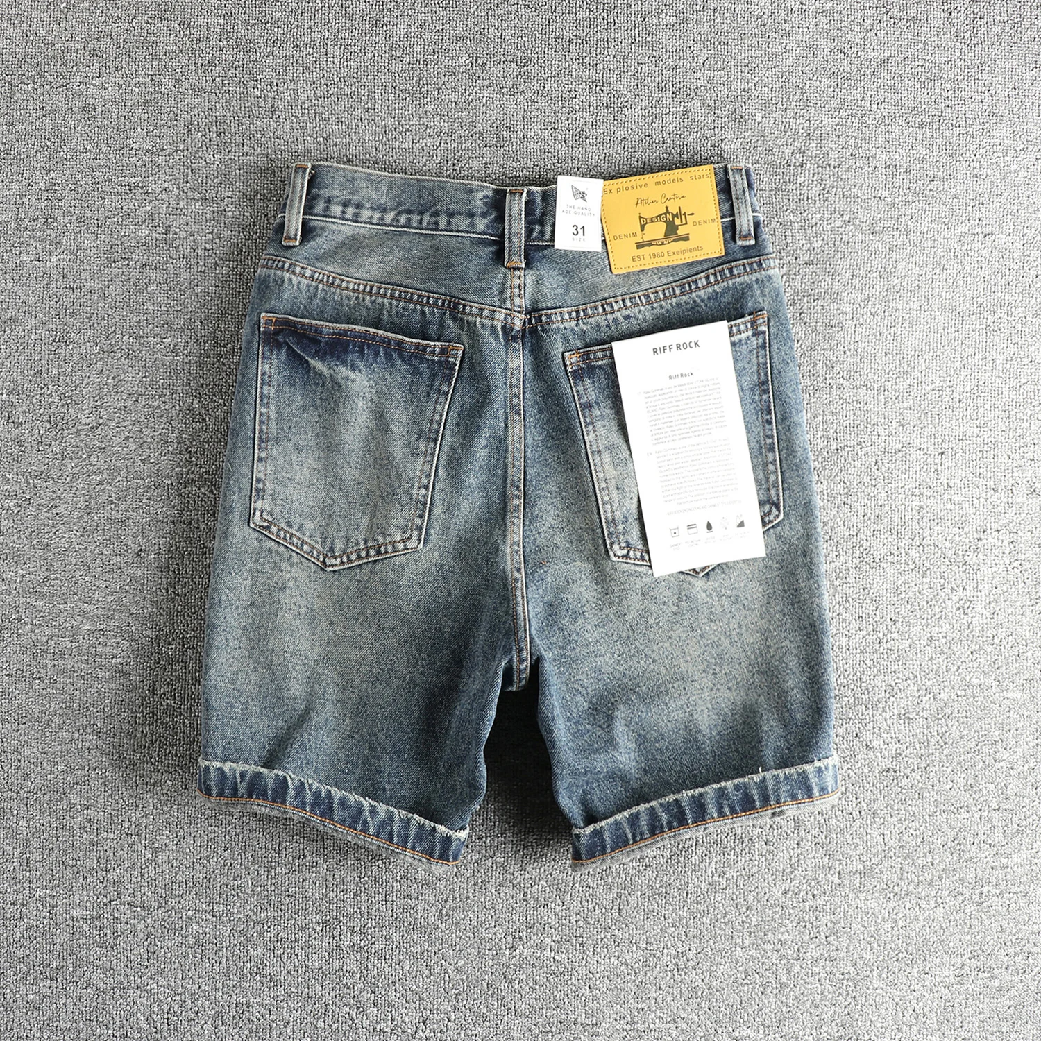 Summer New American Retro Denim Cargo Shorts Men's Fashion 80% Cotton Washed Make Old Loose Straight Casual 4-point Pants