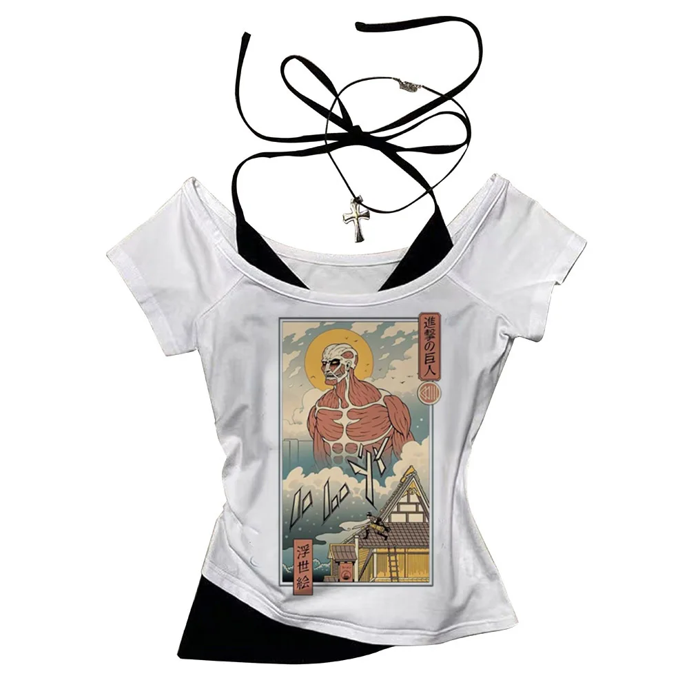 Attack on Titan Crop Top Slim Fit Süßes Babydoll Streetwear 2025 Kokette 2000er süße ästhetische Mädchenkleidung – Detail 1