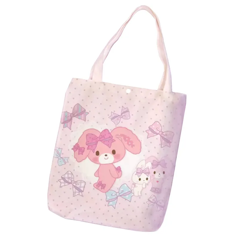 

Симпатичные Наплечные сумки bonbonbonribbon для женщин, кавайная Холщовая Сумка-тоут, мультяшный кролик, многоразовые Экологичные сумки для покупок, сумка