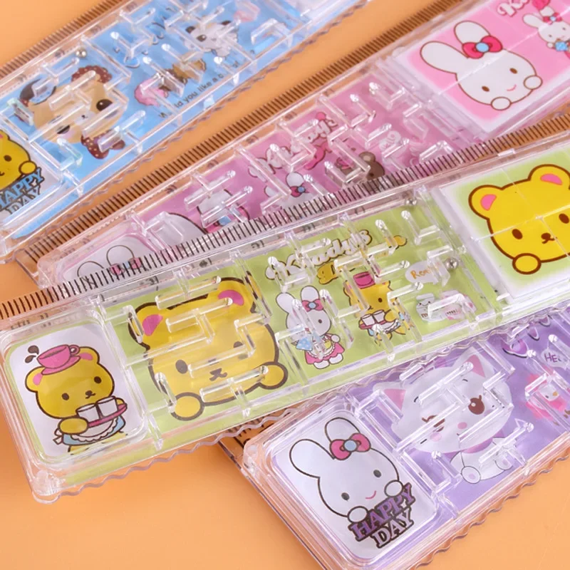 Cartoon Plastic Ruler Pupils Interesting Maze + puzzle Game 15cm Game Puzzle Kawaii School Supplies 1pcs