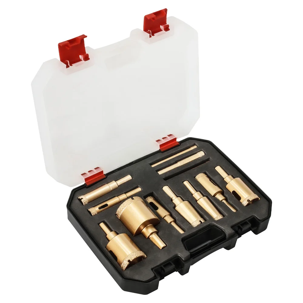 

Diamond Coated Drill Bits Set 10-12Pcs 6-35mm Hole Saw Kit Hand Tools for Glass Marble Granite Stone Tile Ceramic (Plastic Box)