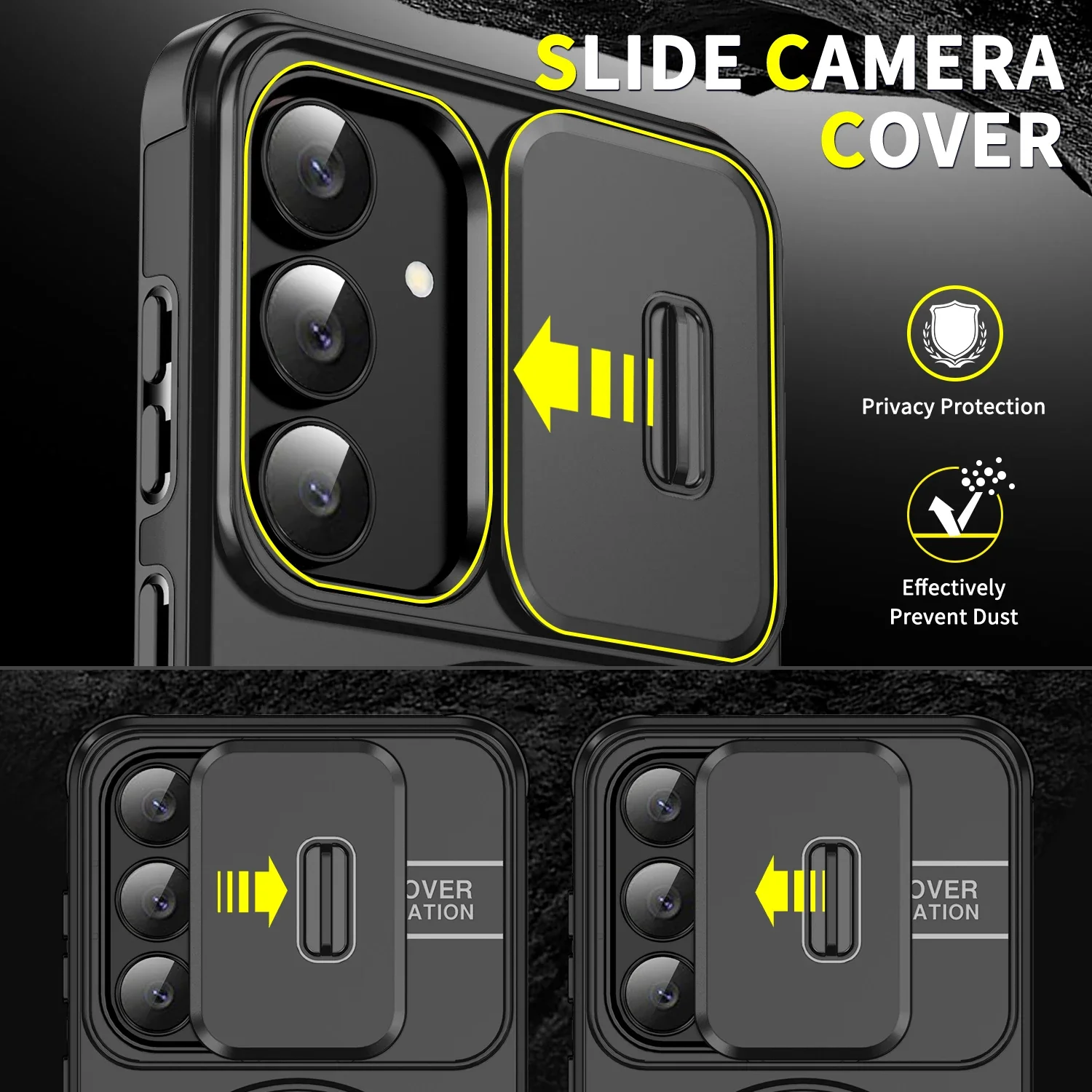 Ring Stand Armor Case with Rotating Cover - Enhanced Protection Coque