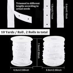 10 Yards White Snap Button Trim Tape - Durable Polyester Fastener with Press Stud Closures (AECH06 - 08628)