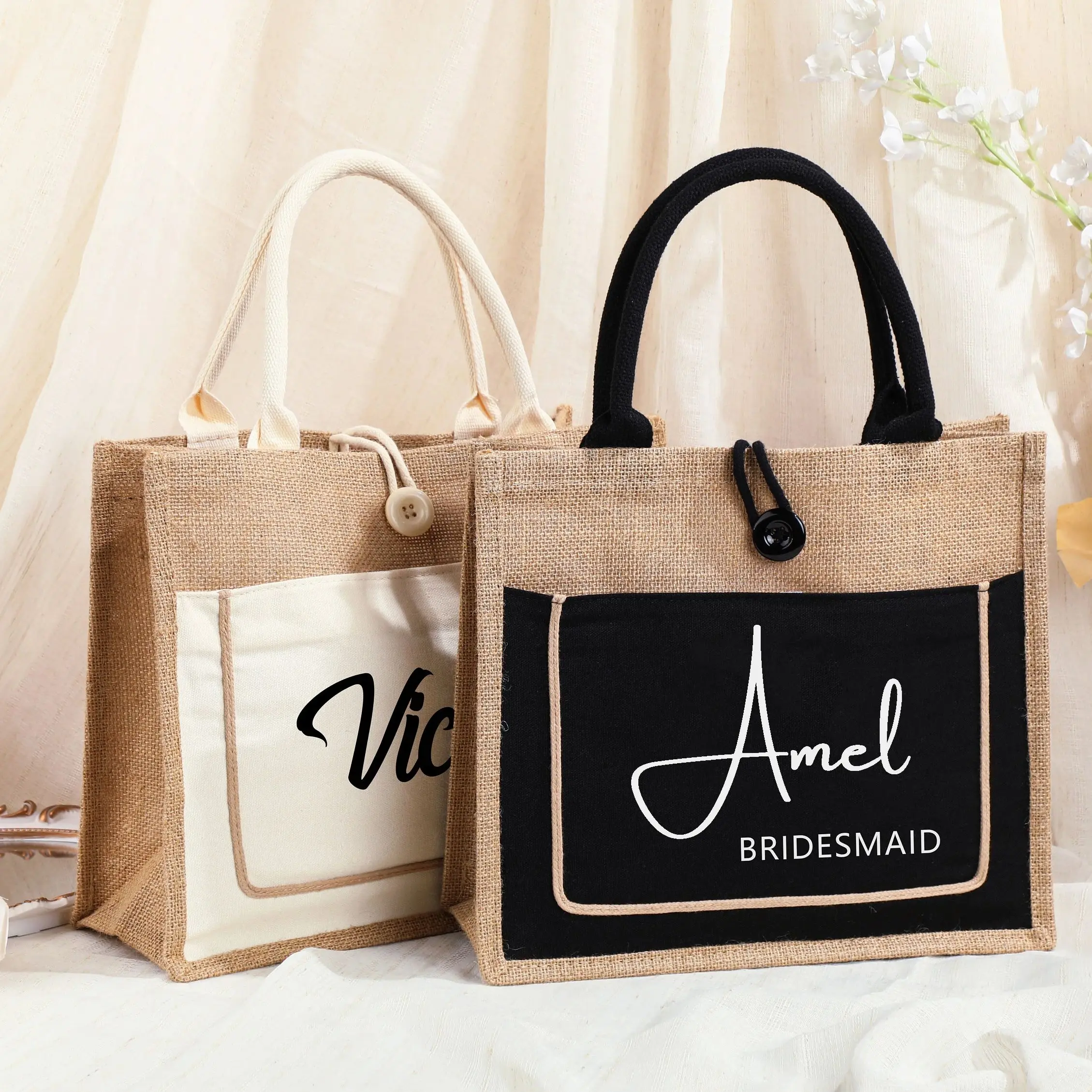 Custom Name Tote Bag, Bridesmaid Gift Bag, Wedding Favors