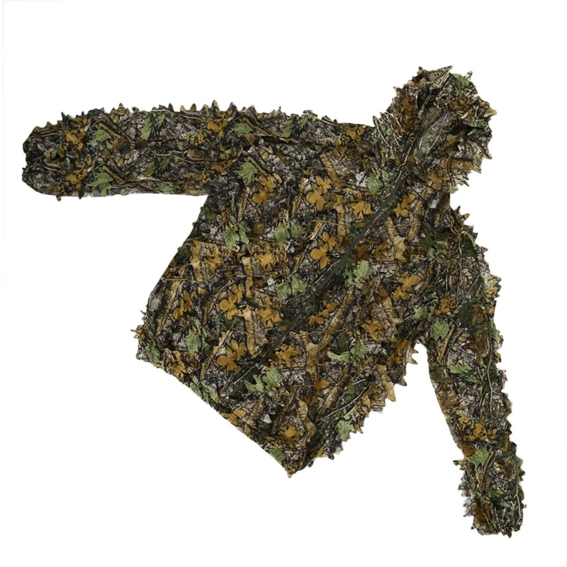 3D Ghillie Suit Breathable Leaf Camo Suits Lightweight Camouflage Clothing for Jungle Hunting Suit Pants Hooded for Jack