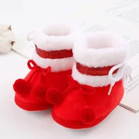 Baby Boys And Girls Bow Tie Hairball Decoration Cotton Shoes Cute Cartoon Soft Soled Toddler Shoes Children'S Snow Boots 6