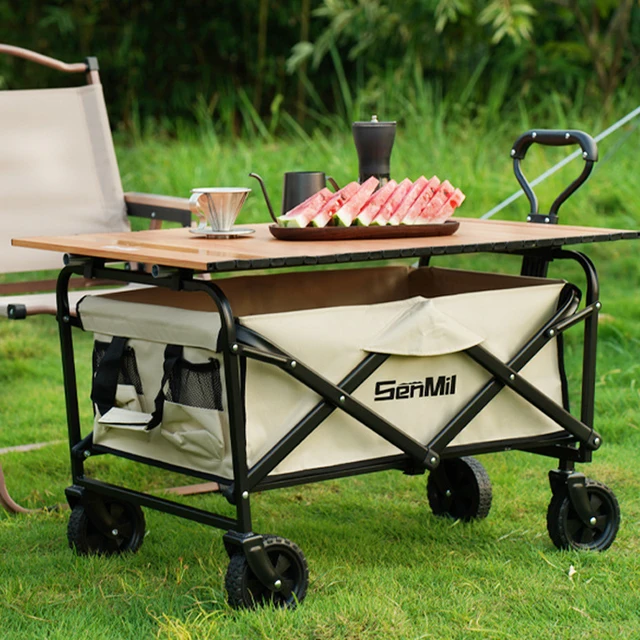 Hordozható Kültéri Kemping Kocsi Nagy Kapacitású, Könnyű Hajtogató Többfunkciós Tábor Pótkocsi Kempingfelszerelés