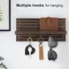 Decorative Key Holder for Wall with Shelf Entryway Wooden Floating Shelf with Hooks Home Decor Key Rack Mail Organizer for Wall 2