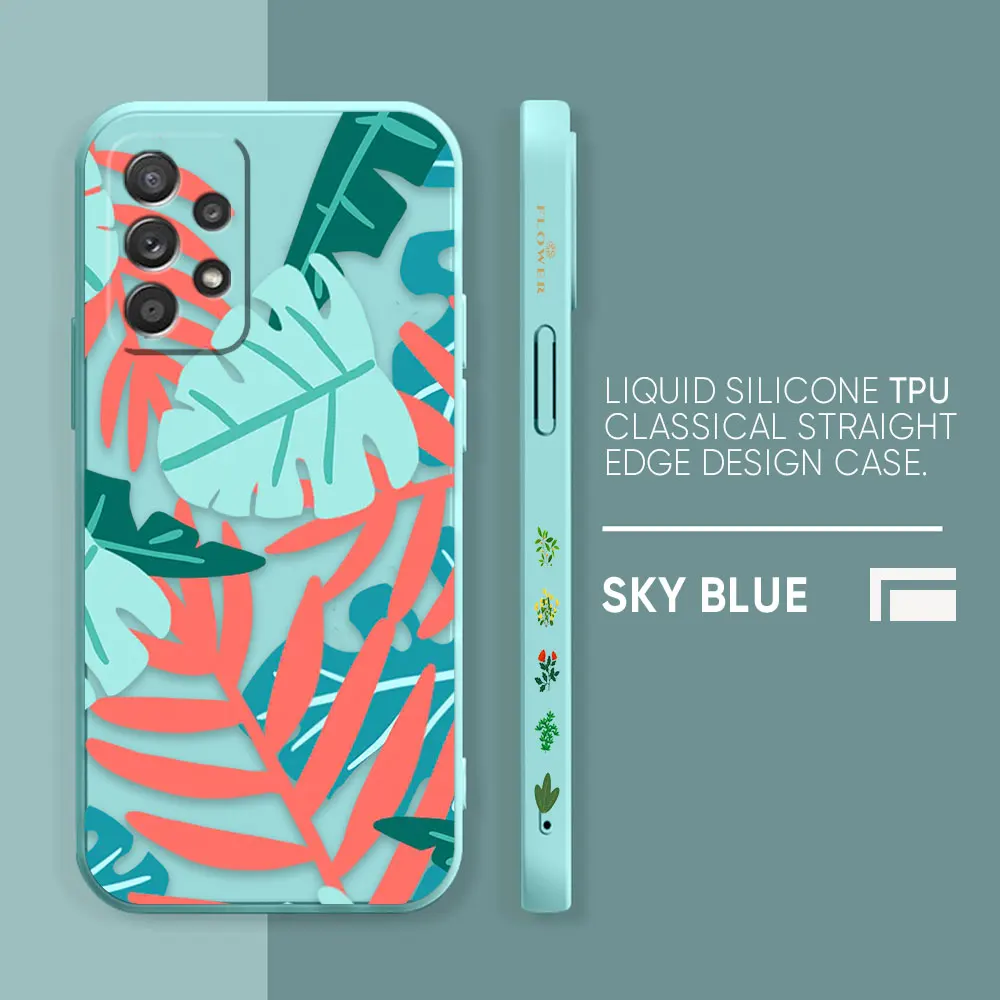 thumbnail image 1 of Funda para Samsung Galaxy A91 A73 A72 A71 A52 A51 A33 A31 A02S AO3S 4G 5G Color líquido funda de silicona plantas hoja arte, 1 of 5