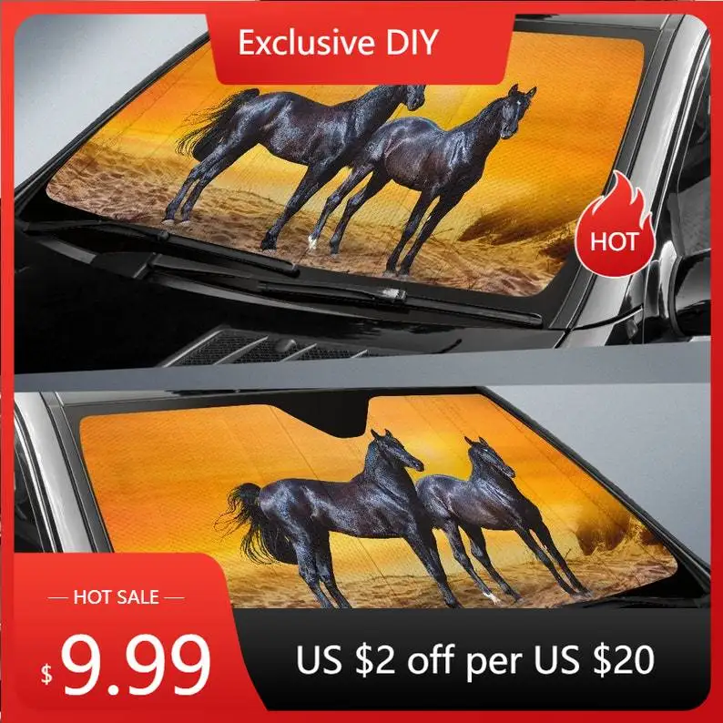 

Fiery Arabian Sunset Horse Sunshade for Car Windshield