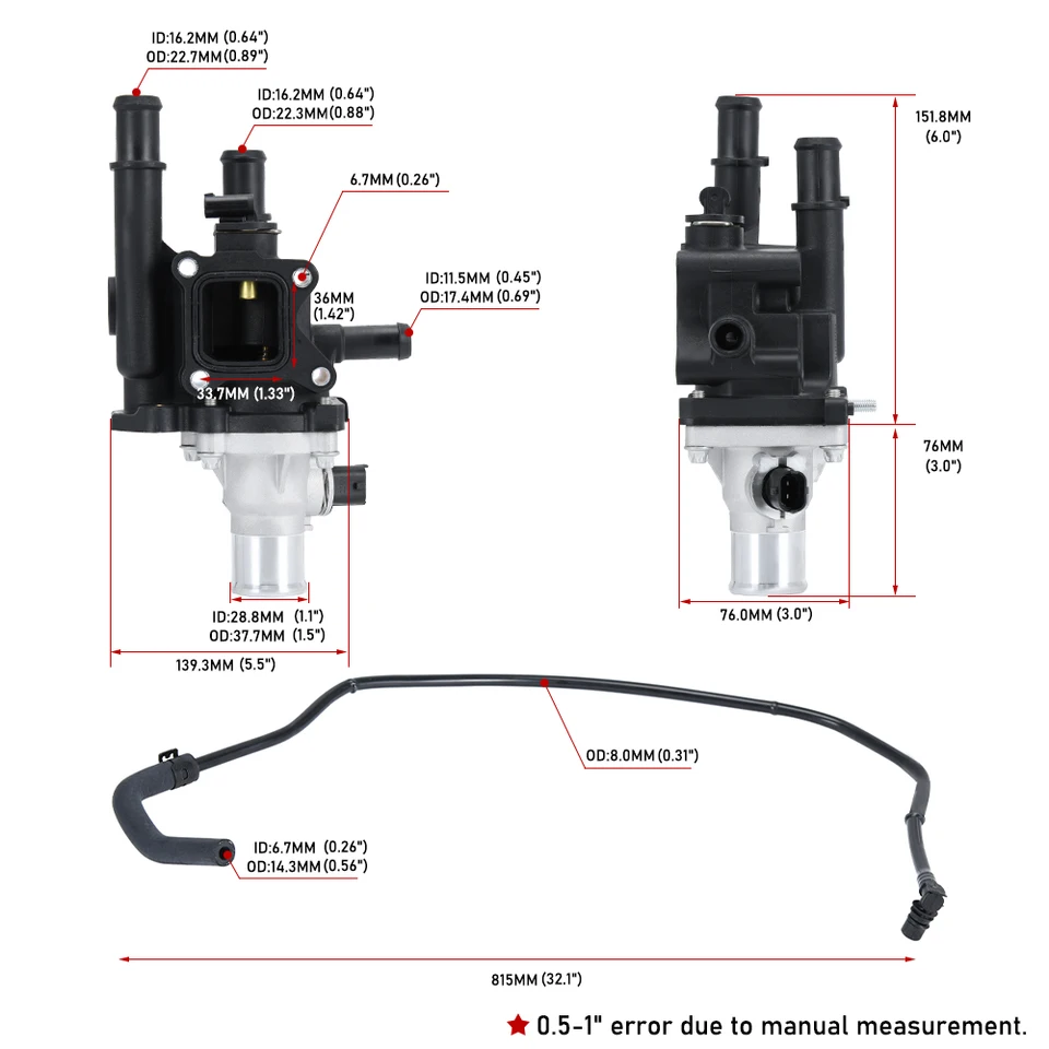 Engine Coolant Thermostat Housing With Sensor Gasket For 2012-2018 Chevrolet 1.8L