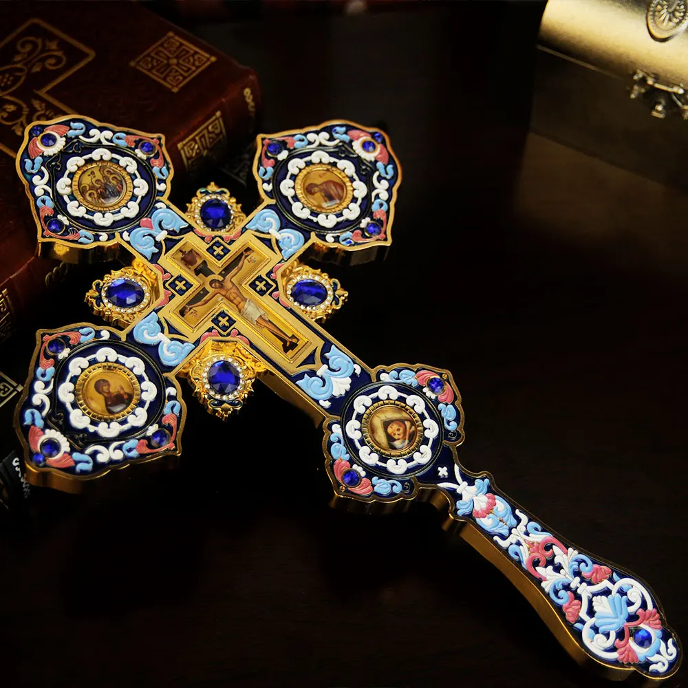 Orthodox Cross For Hand Blessing Articulos Religiosos Decoration Catolicos Church Cruz Pectoral Handheld Wooden Cross Wooden Cross Pectoral Cross Necklace Gold Cross Necklace