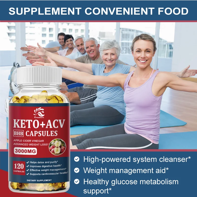 Greensure Keto Apple Cider Vinegar Capsules ACV with Apple Cider Keto Supplements, Flavor Formula for Men & Women