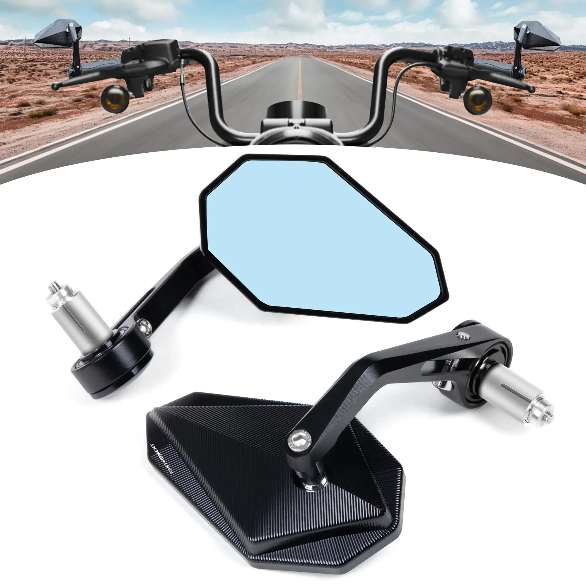 Motorcycle Mirror 2PCS Aluminum Alloy Universal Pedal Rod End Handlebar Rearview Mirror Accessories