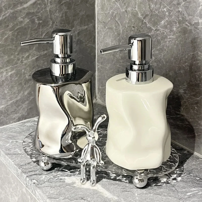 

Irregular Ceramic Lotion Bottle Press Hand Sanitizer Dispenser Bottle Body Wash Shampoo Soap Dispenser Bathroom Accessories Gift